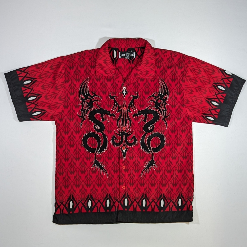 Vintage Steve & Barry’s Club Shirt Red Dragon Tribal Size Medium Polyester